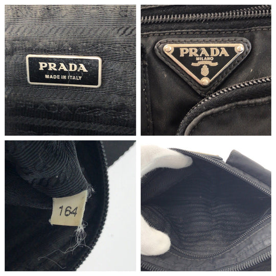 PRADA Waist bag BM0008 Nylon Black SilverMetal Waist Bag Bum Bag Test Triangle With logo Women(Unisex) Used Authentic