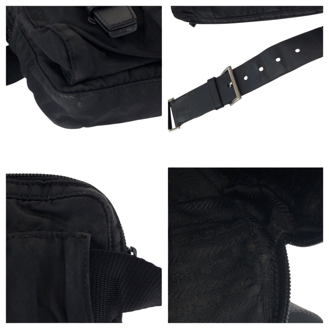 PRADA Waist bag BM0008 Nylon Black SilverMetal Waist Bag Bum Bag Test Triangle With logo Women(Unisex) Used Authentic