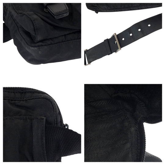 PRADA Waist bag BM0008 Nylon Black SilverMetal Waist Bag Bum Bag Test Triangle With logo Women(Unisex) Used Authentic