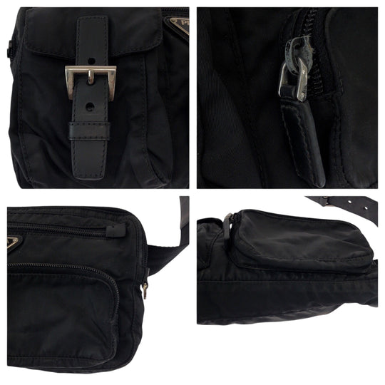 PRADA Waist bag BM0008 Nylon Black SilverMetal Waist Bag Bum Bag Test Triangle With logo Women(Unisex) Used Authentic