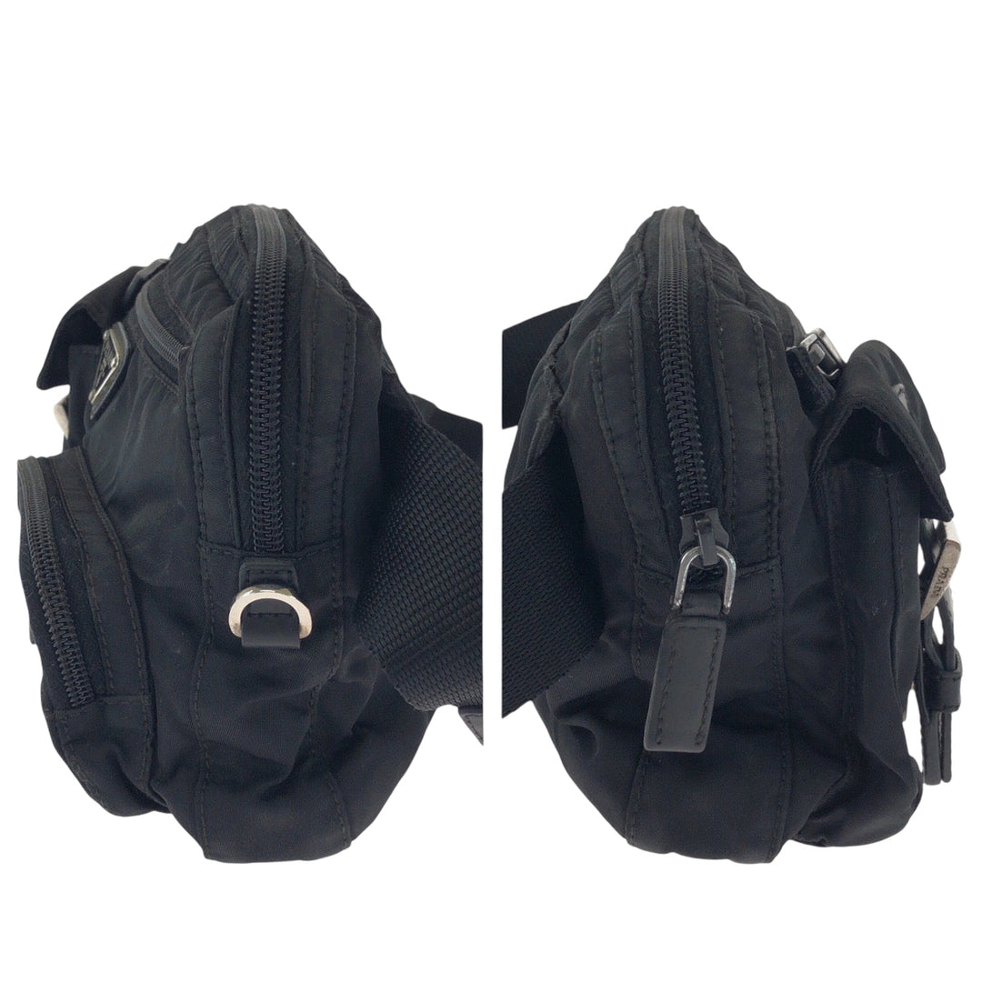 PRADA Waist bag BM0008 Nylon Black SilverMetal Waist Bag Bum Bag Test Triangle With logo Women(Unisex) Used Authentic
