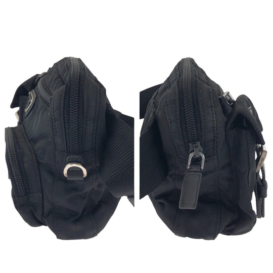 PRADA Waist bag BM0008 Nylon Black SilverMetal Waist Bag Bum Bag Test Triangle With logo Women(Unisex) Used Authentic