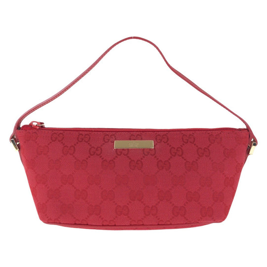 GUCCI Handbag 039 1103 GG canvas, leather Red Gold Metal Handbag accessory pouch Women Used Authentic