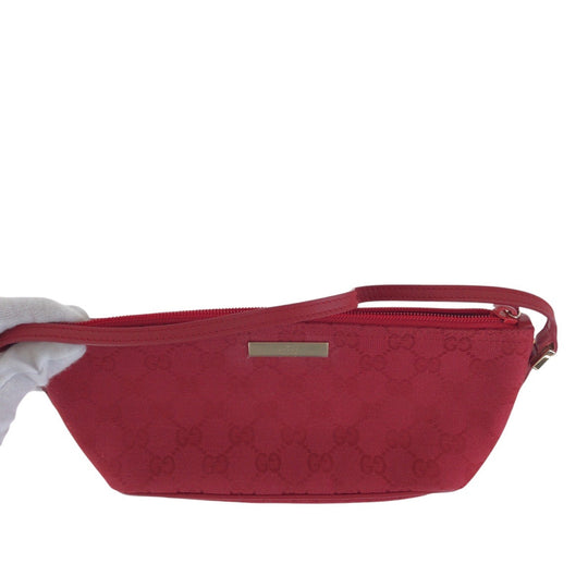 GUCCI Handbag 039 1103 GG canvas, leather Red Gold Metal Handbag accessory pouch Women Used Authentic