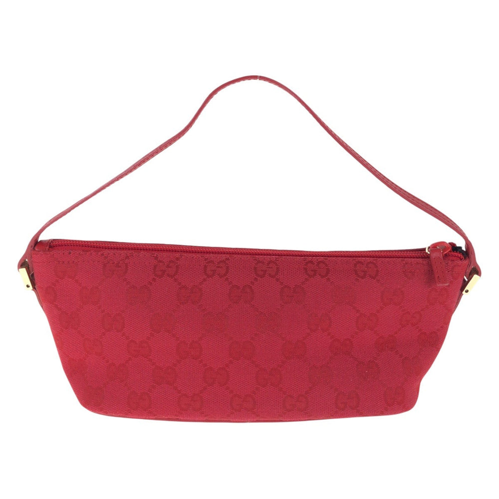GUCCI Handbag 039 1103 GG canvas, leather Red Gold Metal Handbag accessory pouch Women Used Authentic