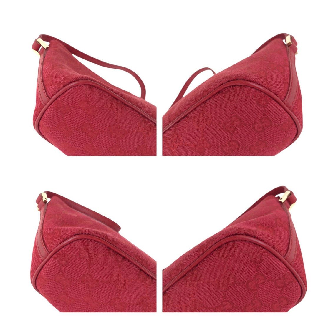 GUCCI Handbag 039 1103 GG canvas, leather Red Gold Metal Handbag accessory pouch Women Used Authentic