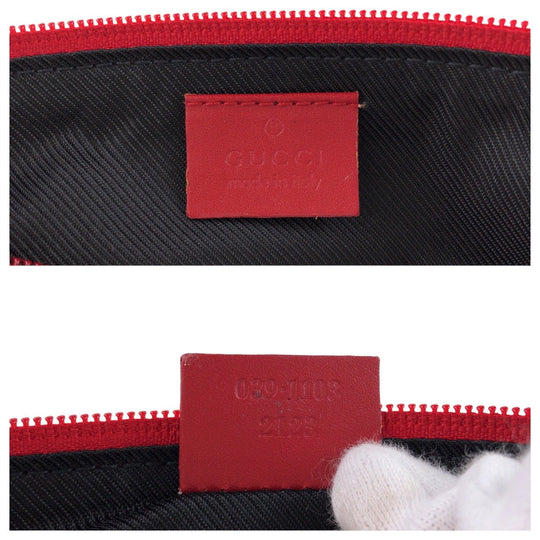 GUCCI Handbag 039 1103 GG canvas, leather Red Gold Metal Handbag accessory pouch Women Used Authentic