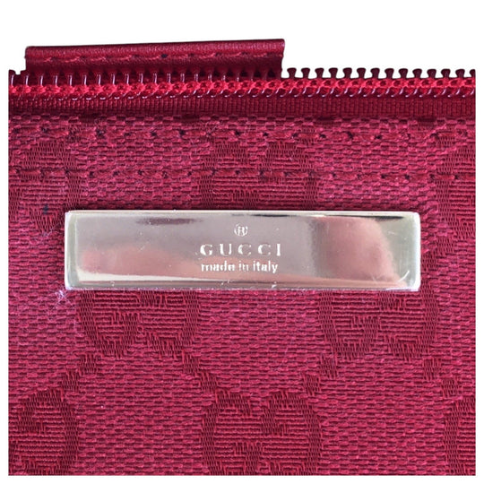 GUCCI Handbag 039 1103 GG canvas, leather Red Gold Metal Handbag accessory pouch Women Used Authentic