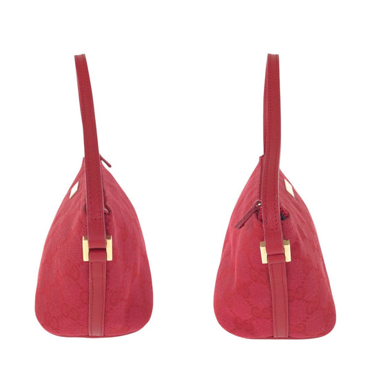 GUCCI Handbag 039 1103 GG canvas, leather Red Gold Metal Handbag accessory pouch Women Used Authentic