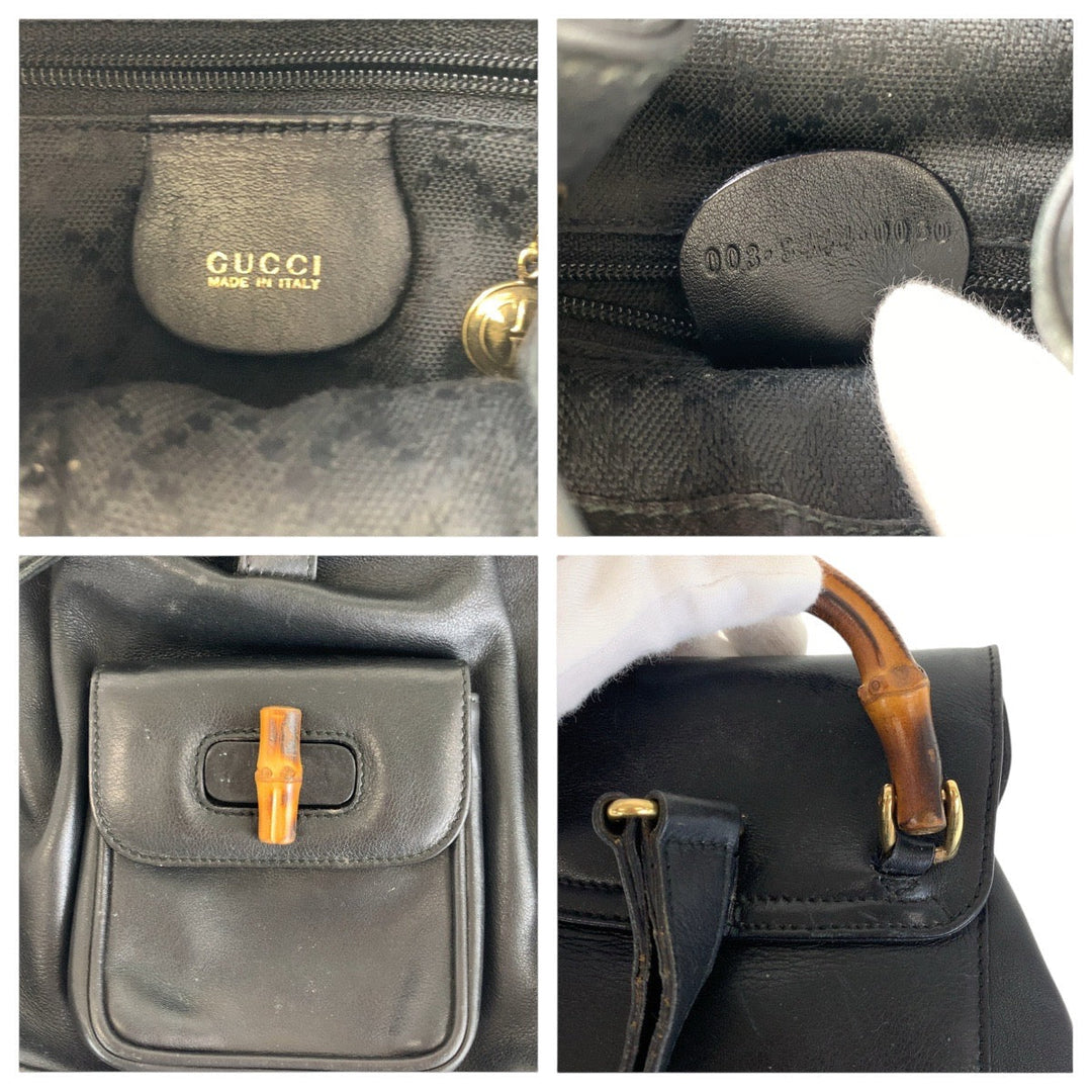 GUCCI Backpack 003 3444 0030 leather black Backpacks & Daypacks Backpacks Bamboo Women Used Authentic