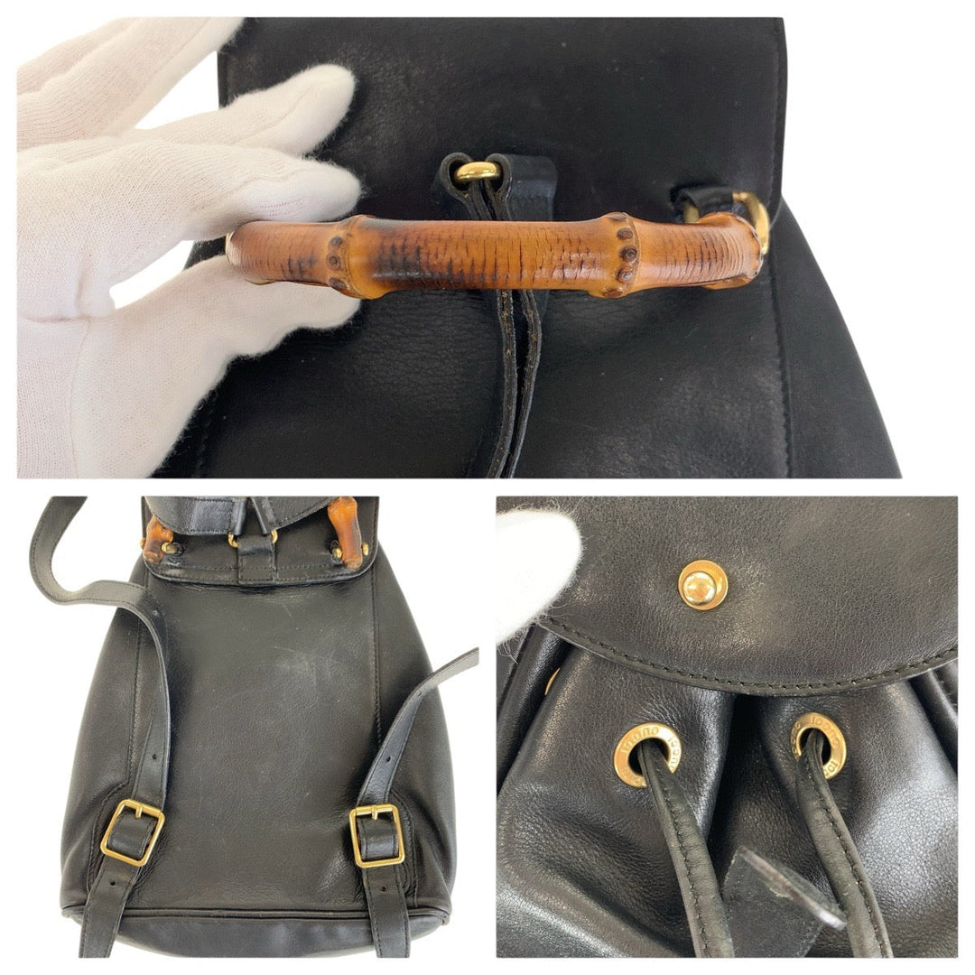 GUCCI Backpack 003 3444 0030 leather black Backpacks & Daypacks Backpacks Bamboo Women Used Authentic