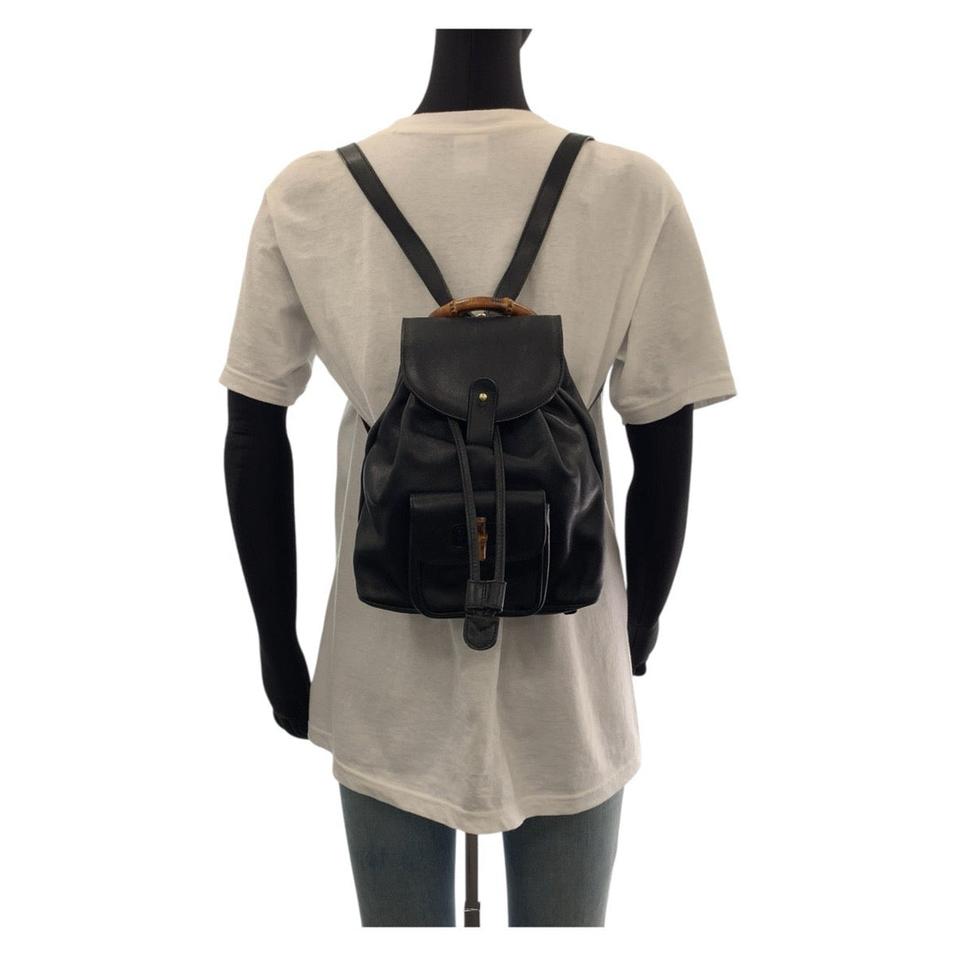 GUCCI Backpack 003 3444 0030 leather black Backpacks & Daypacks Backpacks Bamboo Women Used Authentic