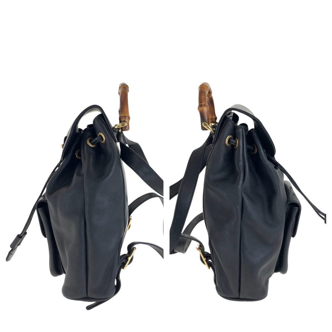 GUCCI Backpack 003 3444 0030 leather black Backpacks & Daypacks Backpacks Bamboo Women Used Authentic