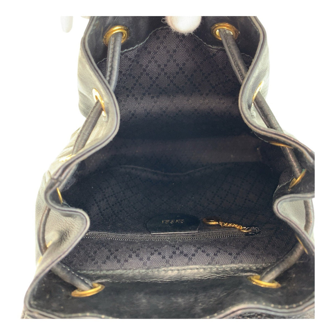 GUCCI Backpack 003 1705 0030 leather Black Gold Metal Backpack Backpack Bamboo Women Used Authentic