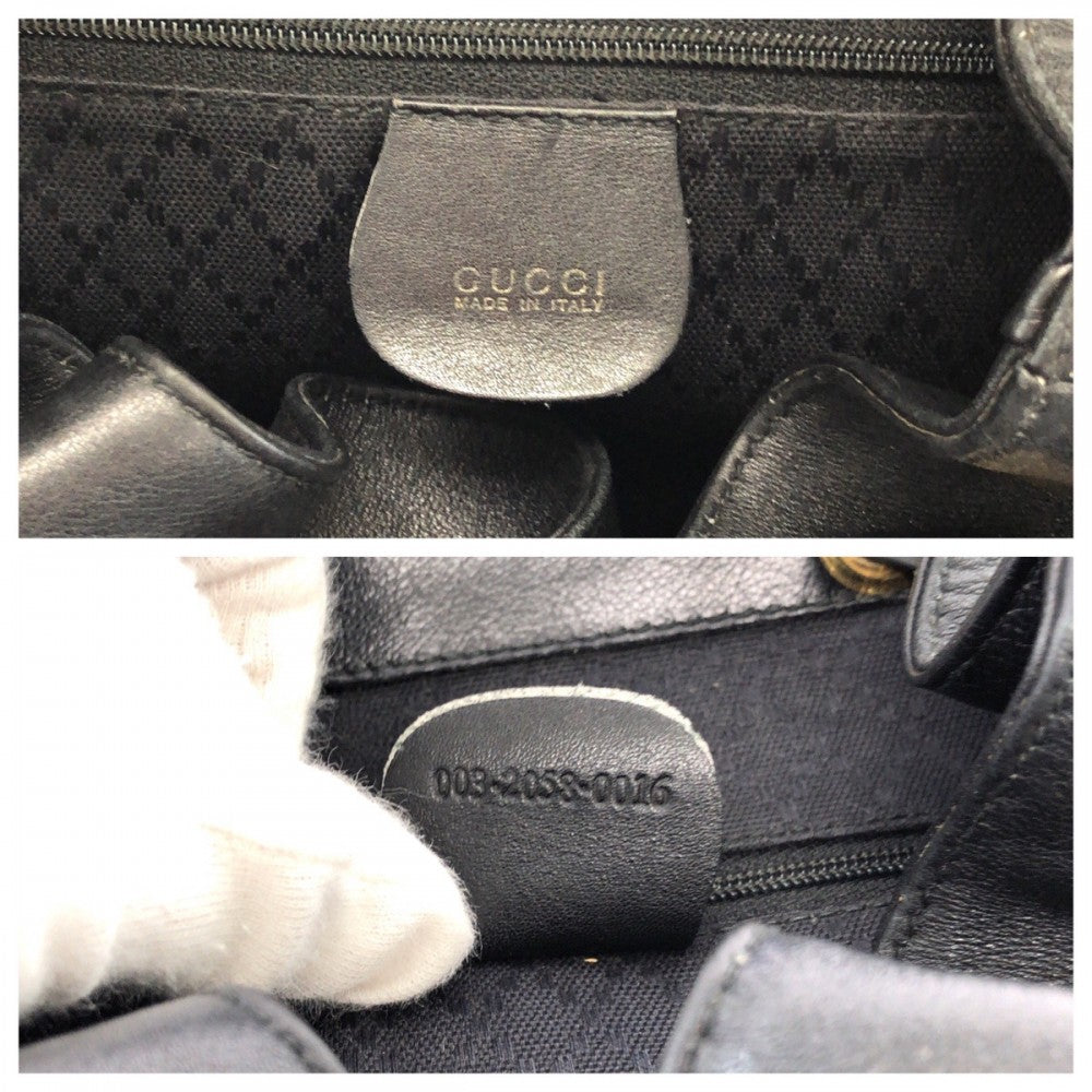 GUCCI Backpack 003 2058 0016 leather Black Brown Backpack Backpack Bamboo Old Gucci Women Used Authentic
