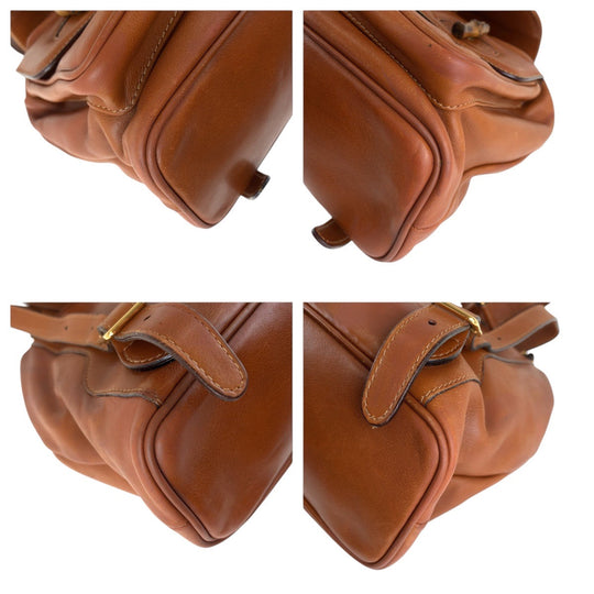 GUCCI Backpack 003 1998 0016 leather Light Brown Camel Gold Metal Backpacks & Daypacks Backpacks Bamboo Women Used Authentic