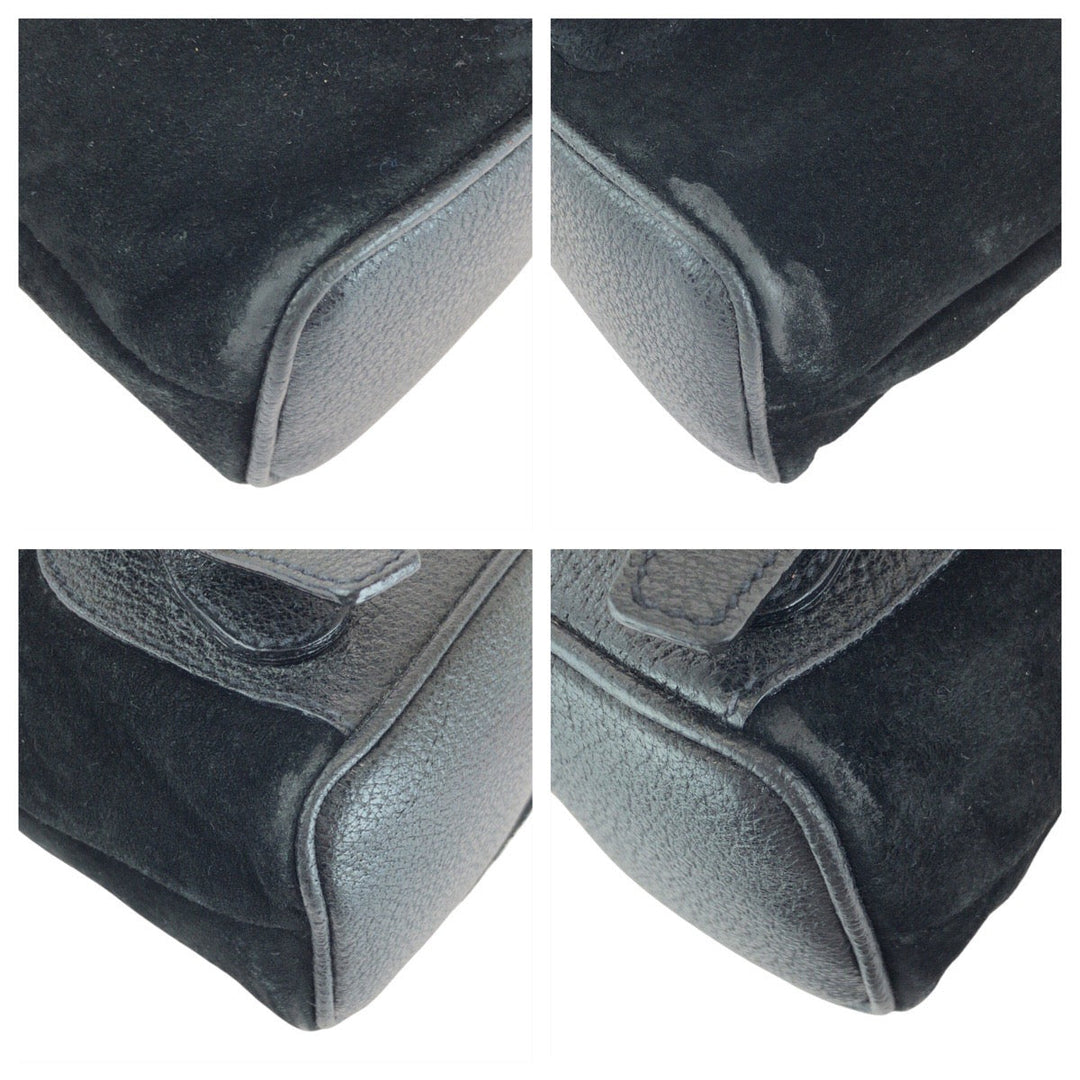 GUCCI Backpack 003 1705 Suede, Leather Black GoldMetal Backpack bag pack Bamboo Women Used Authentic