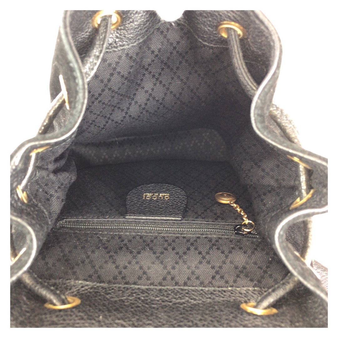 GUCCI Backpack 003 1705 Suede, Leather Black GoldMetal Backpack bag pack Bamboo Women Used Authentic
