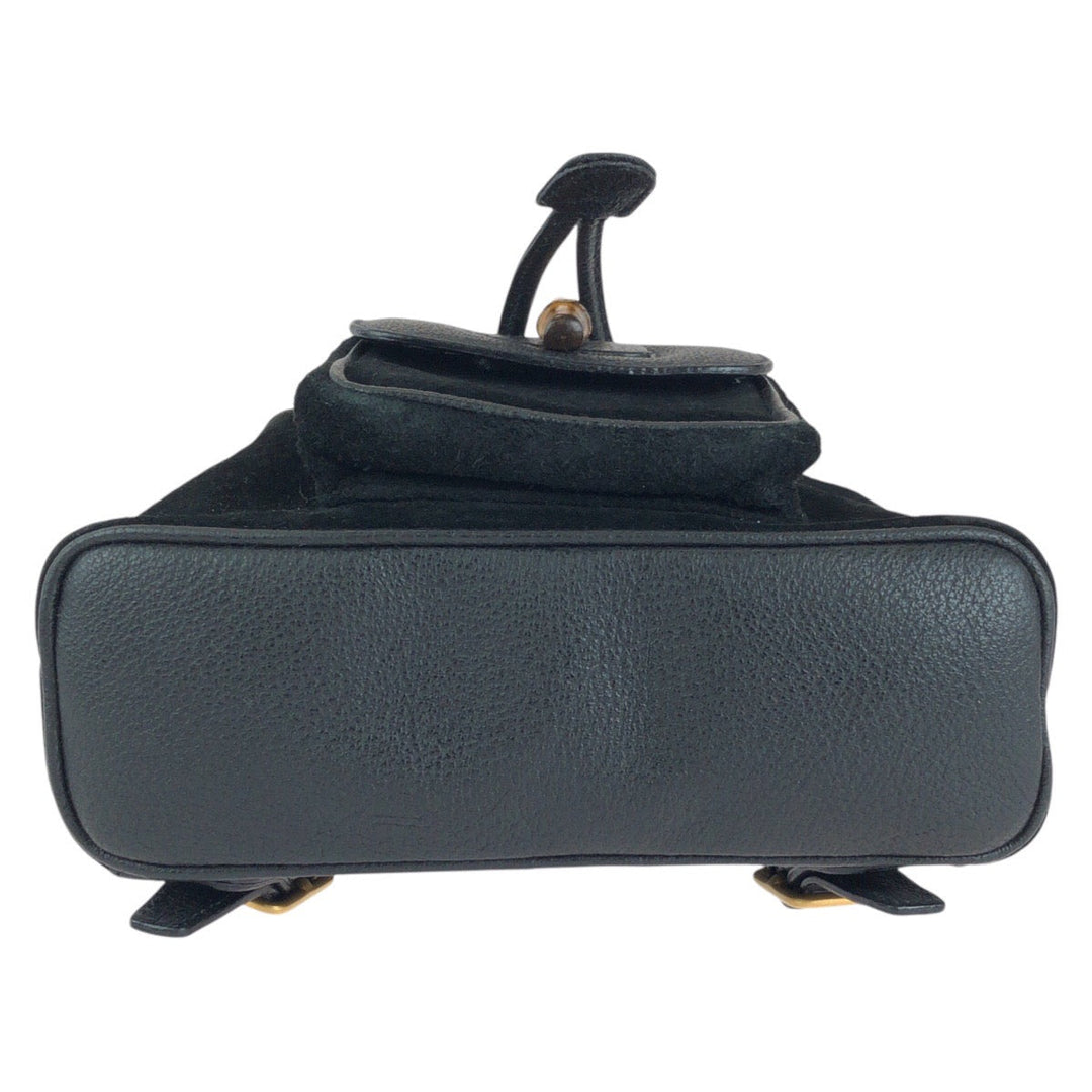 GUCCI Backpack 003 1705 Suede, Leather Black GoldMetal Backpack bag pack Bamboo Women Used Authentic