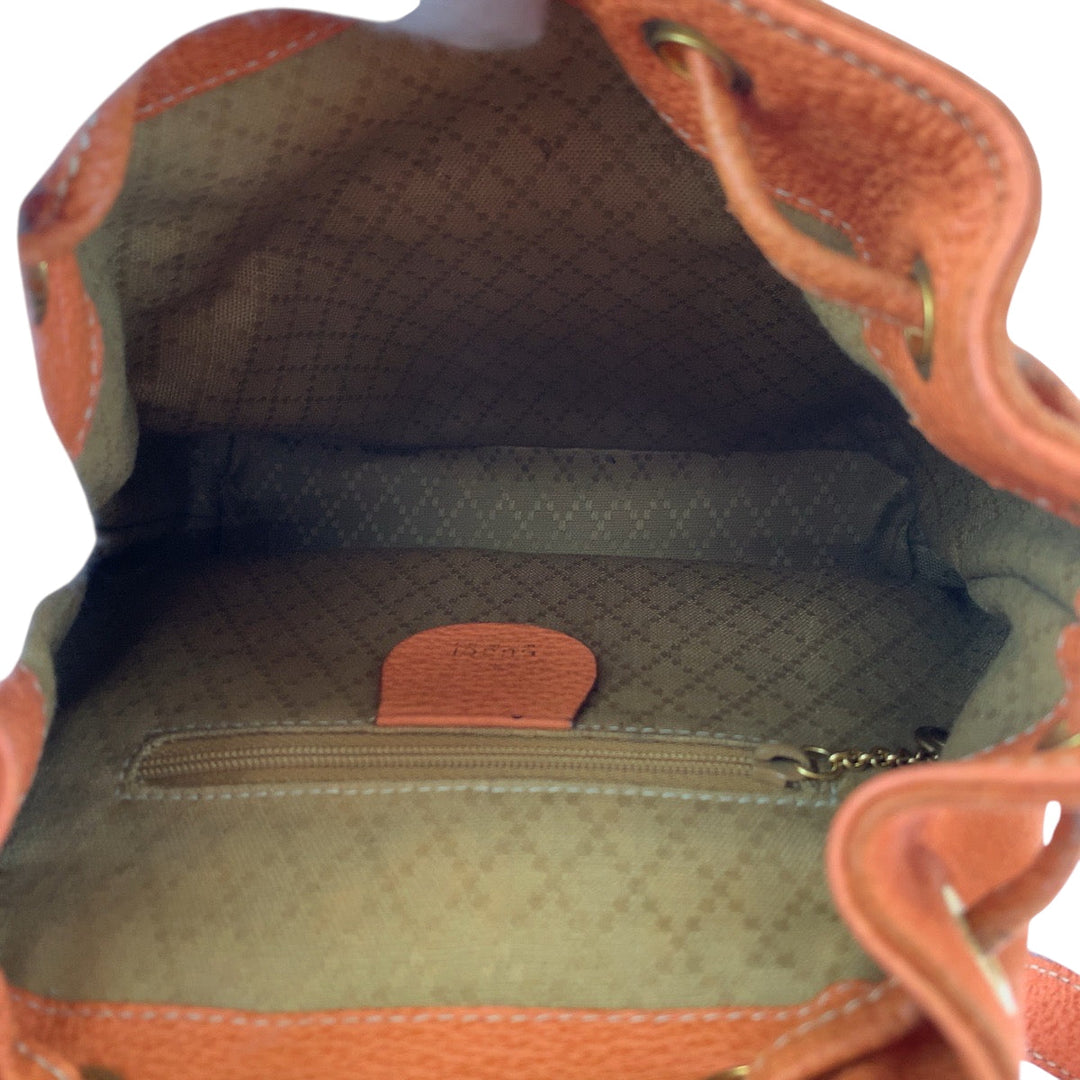 GUCCI Backpack 003 3444 0030 Suede Orange Brown Gold Metal Backpack Backpack Bamboo Women Used Authentic