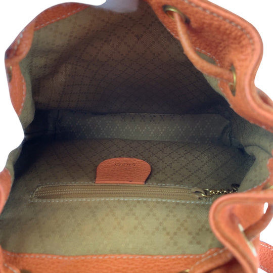 GUCCI Backpack 003 3444 0030 Suede Orange Brown Gold Metal Backpack Backpack Bamboo Women Used Authentic