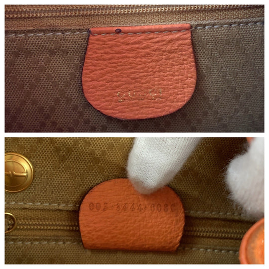 GUCCI Backpack 003 3444 0030 Suede Orange Brown Gold Metal Backpack Backpack Bamboo Women Used Authentic