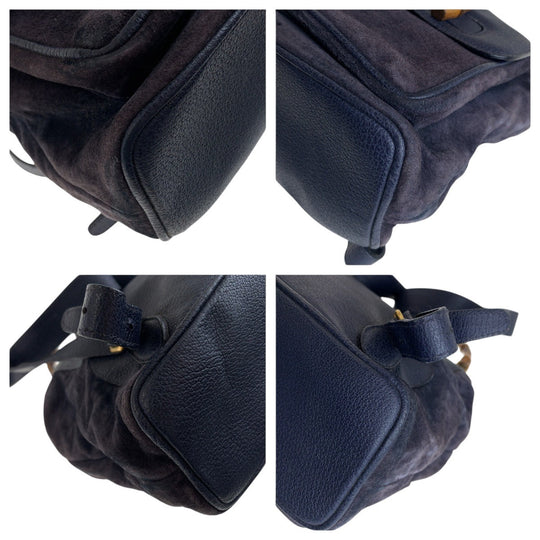 GUCCI Backpack 003 2058 0016 Suede, Leather Navy Backpacks & Daypacks Backpacks Bamboo Women Used Authentic