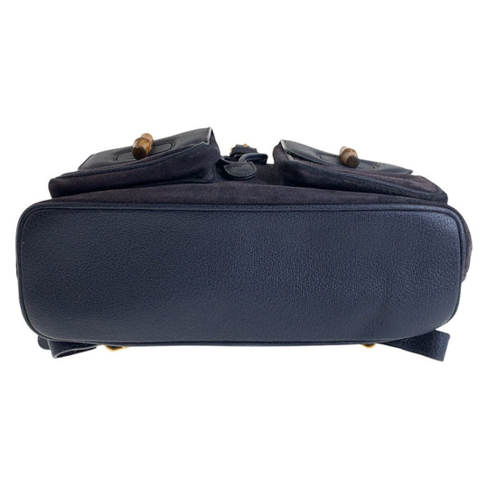 GUCCI Backpack 003 2058 0016 Suede, Leather Navy Backpacks & Daypacks Backpacks Bamboo Women Used Authentic