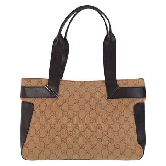 GUCCI Tote Bag 73983 GG canvas, leather Beige brown Tote Bag Shoulder Bag Women Used Authentic