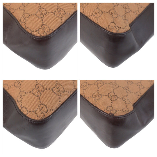GUCCI Tote Bag 73983 GG canvas, leather Beige brown Tote Bag Shoulder Bag Women Used Authentic
