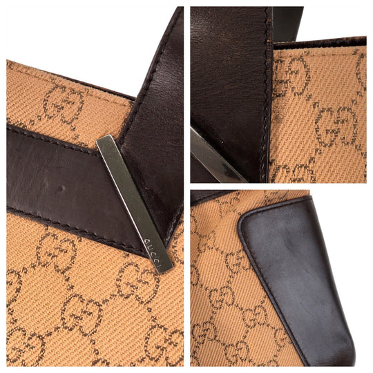 GUCCI Tote Bag 73983 GG canvas, leather Beige brown Tote Bag Shoulder Bag Women Used Authentic