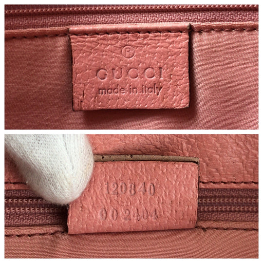 GUCCI Tote Bag 120840 GG canvas, leather Beige Pink Gold Metal Tote Bag Shoulder Bag Women Used Authentic