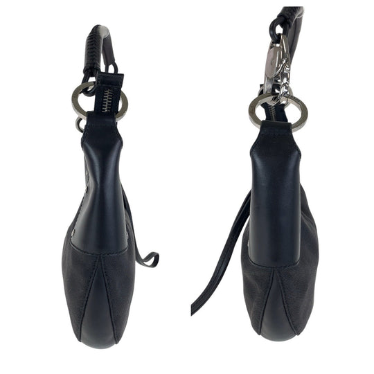 GUCCI Shoulder Bag 109208 Canvas, Leather Black Silver Metal Hobo Women Used Authentic