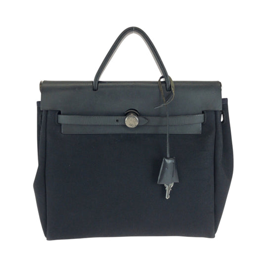 HERMES Backpack canvas Black SilverMetal Herbag ad PM