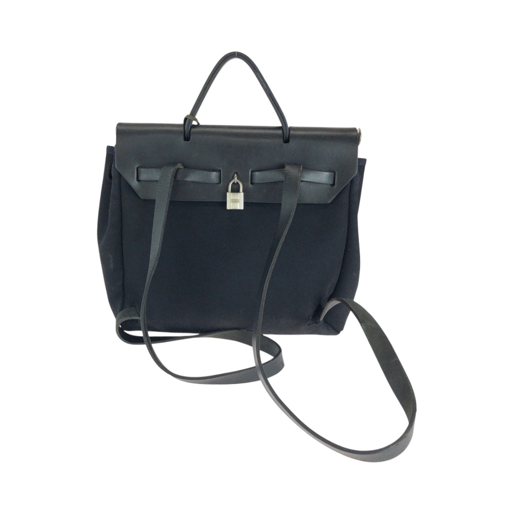 HERMES Backpack canvas Black SilverMetal Herbag ad PM