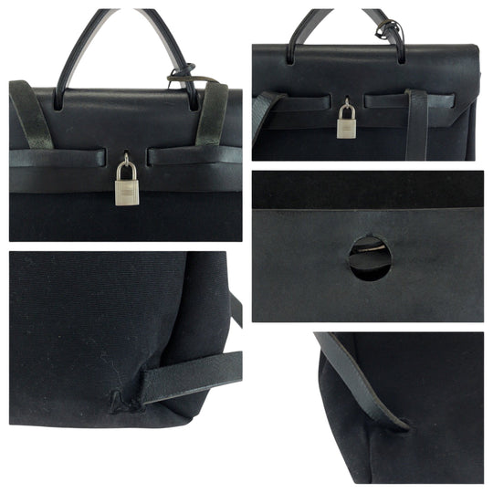 HERMES Backpack canvas Black SilverMetal Herbag ad PM