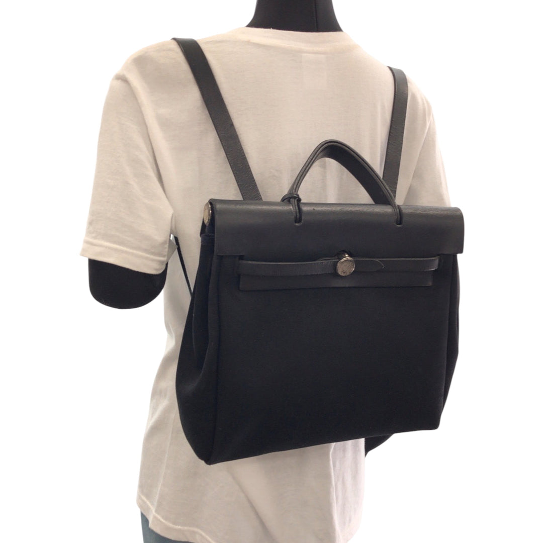 HERMES Backpack canvas Black SilverMetal Herbag ad PM