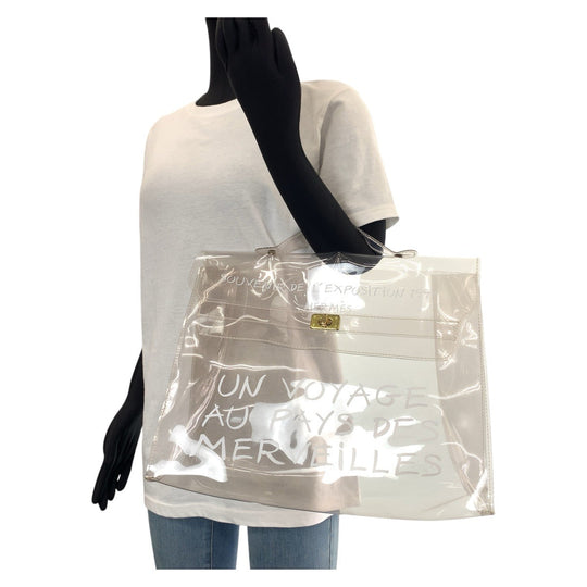 HERMES Handbag Plastics Clear Gold Metal Kelly type Women Used Authentic