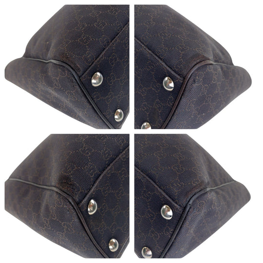 GUCCI Tote Bag 308410 GG canvas, leather Brown Silver Metal Tote Bag Shoulder Bag Unisex Women Used Authentic