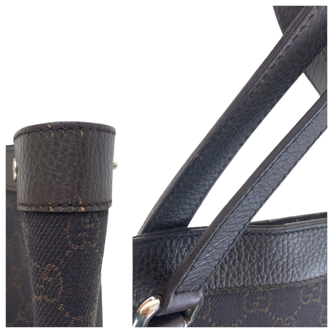 GUCCI Tote Bag 308410 GG canvas, leather Brown Silver Metal Tote Bag Shoulder Bag Unisex Women Used Authentic