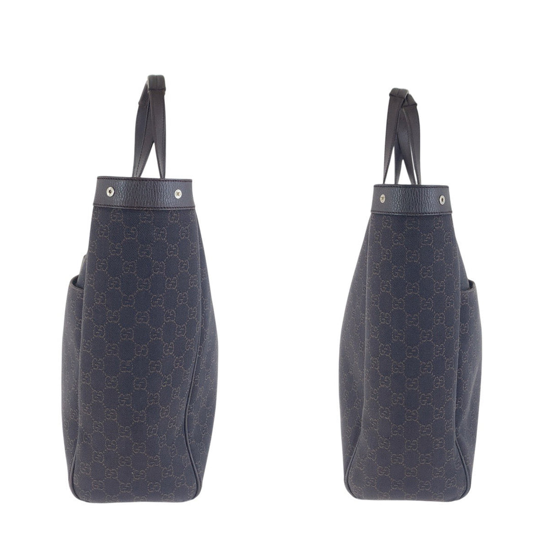 GUCCI Tote Bag 308410 GG canvas, leather Brown Silver Metal Tote Bag Shoulder Bag Unisex Women Used Authentic