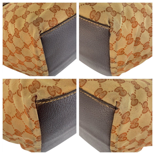 GUCCI Tote Bag 131228 GG canvas, leather Beige brown Tote Bag handbag Sherry line Women Used Authentic