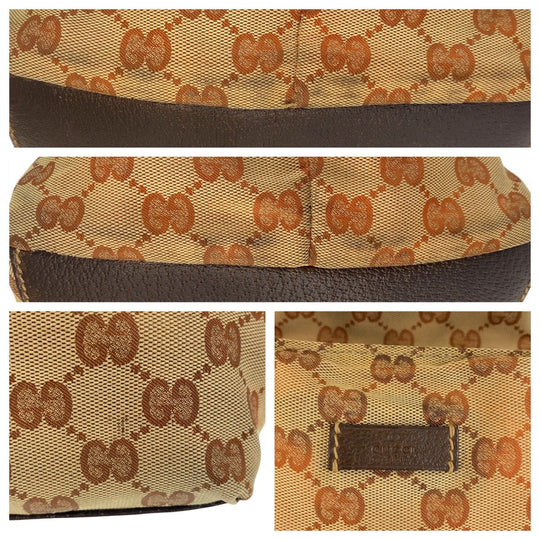 GUCCI Tote Bag 131228 GG canvas, leather Beige brown Tote Bag handbag Sherry line Women Used Authentic