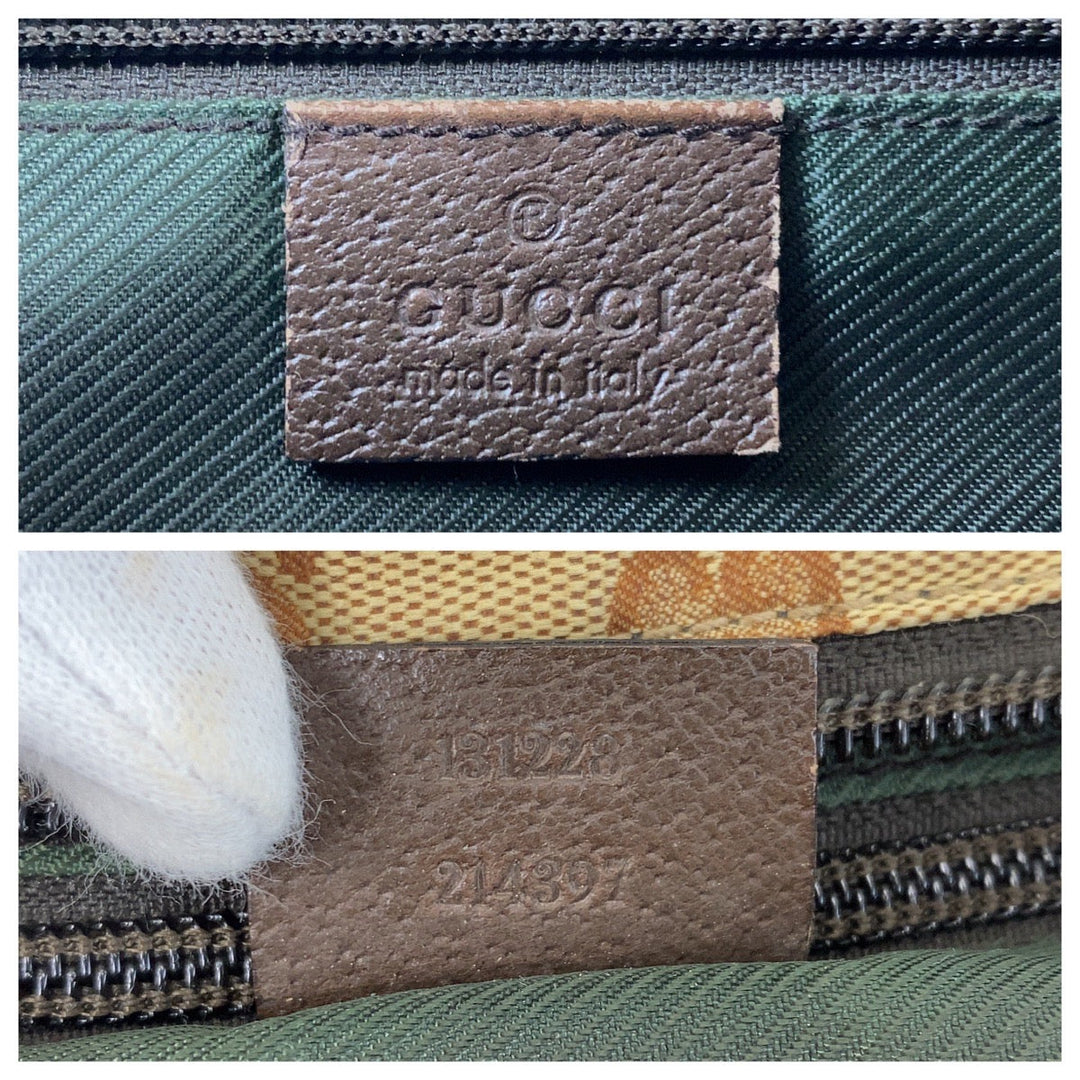 GUCCI Tote Bag 131228 GG canvas, leather Beige brown Tote Bag handbag Sherry line Women Used Authentic
