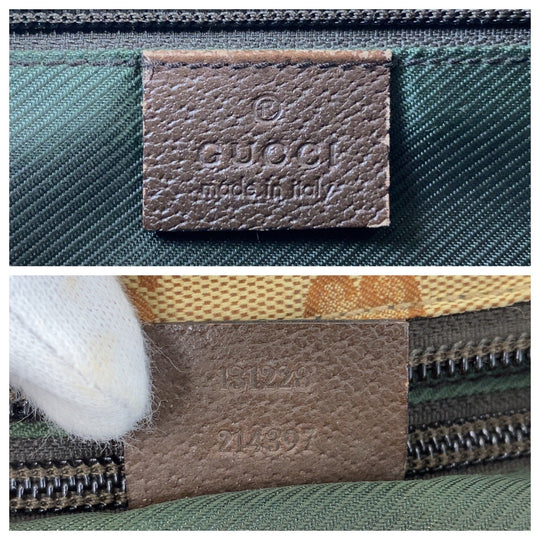 GUCCI Tote Bag 131228 GG canvas, leather Beige brown Tote Bag handbag Sherry line Women Used Authentic
