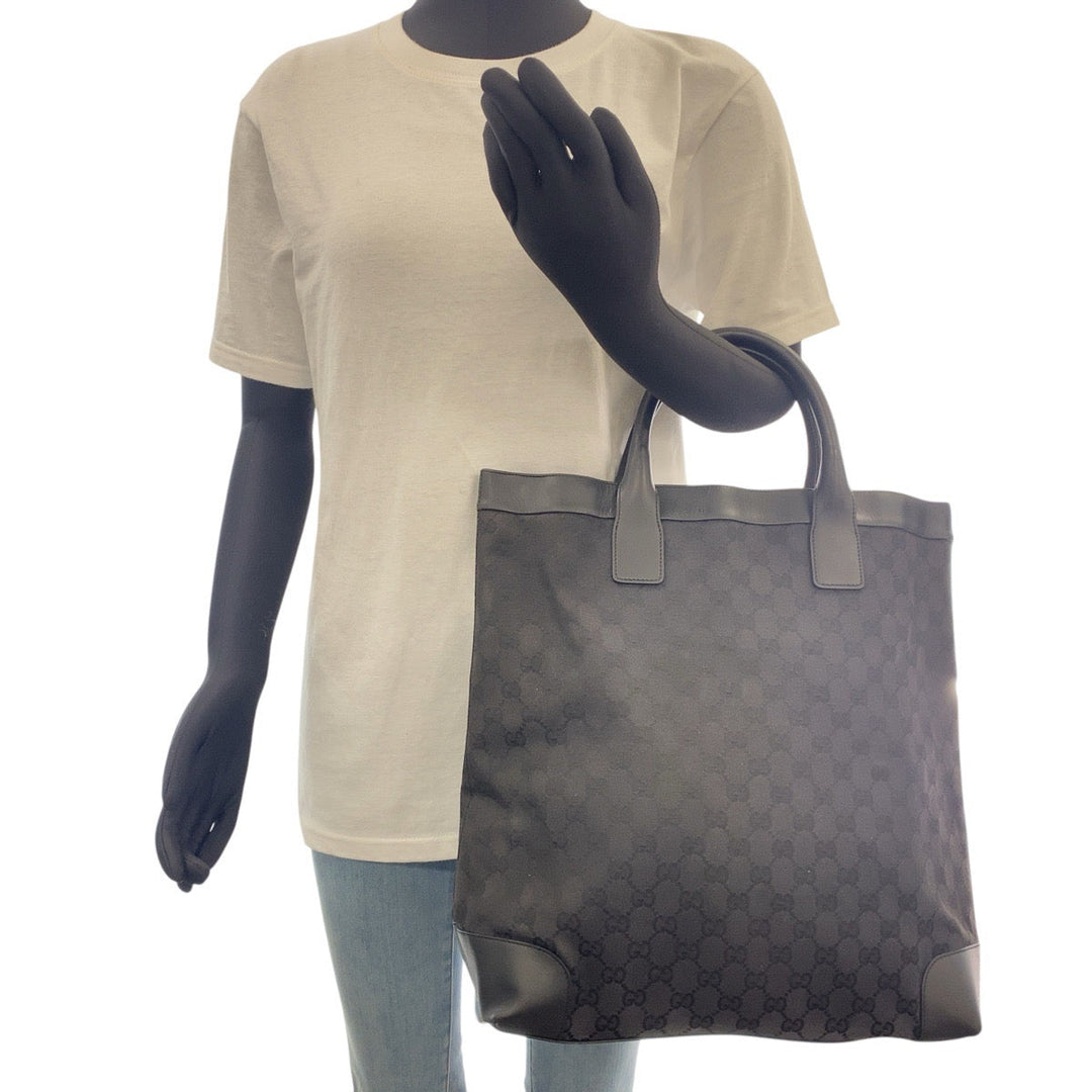 GUCCI Tote Bag GG canvas black Tote Bag Handbag Unisex Women Used Authentic