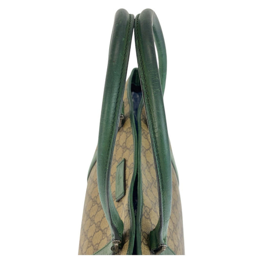GUCCI Tote Bag 114595 GG Supreme canvas, leather Beige green Tote Bag Shoulder Bag Women Used Authentic