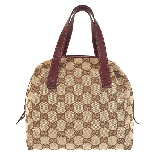 GUCCI Handbag 203437 GG canvas, leather Beige Bordeaux Women Used Authentic