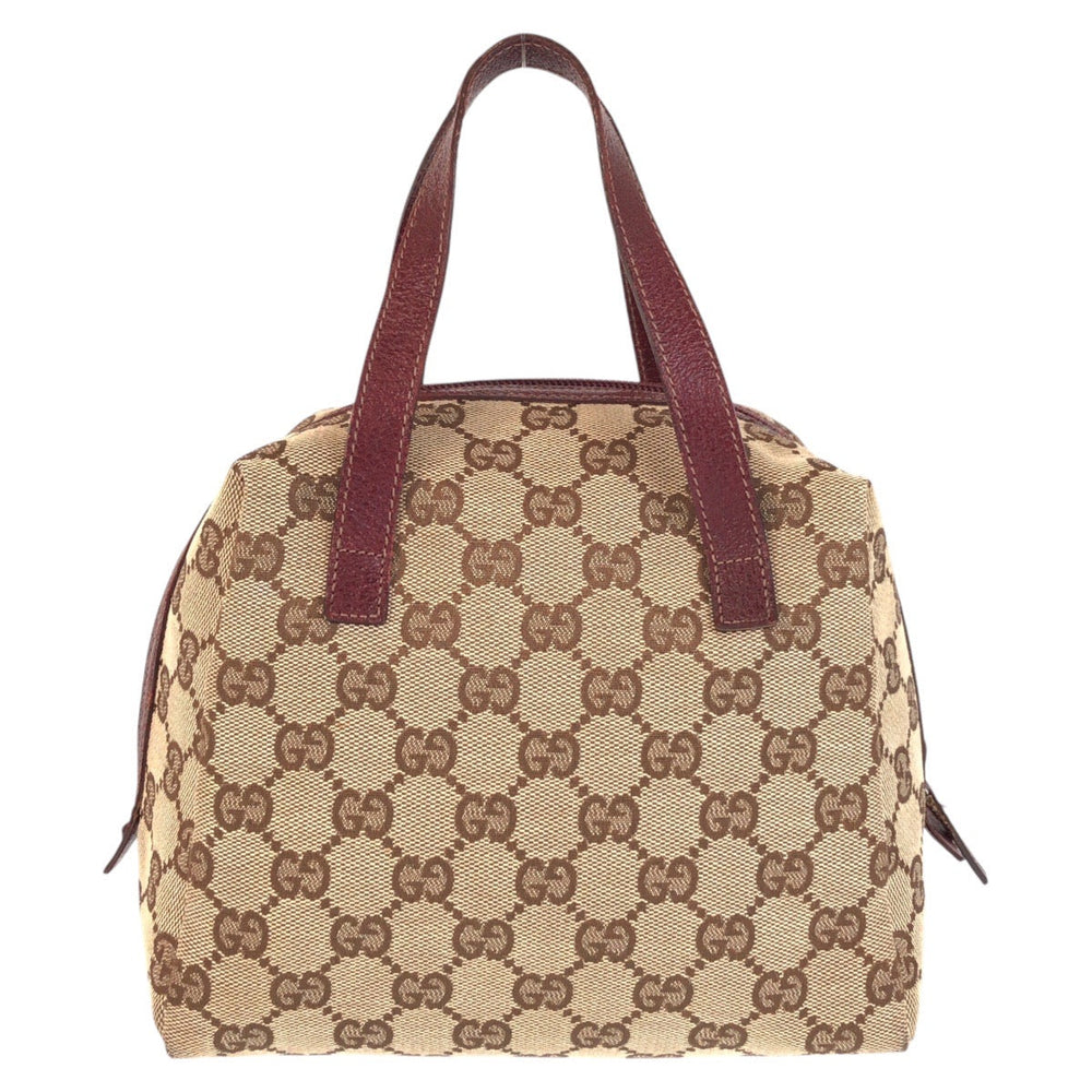 GUCCI Handbag 203437 GG canvas, leather Beige Bordeaux Women Used Authentic