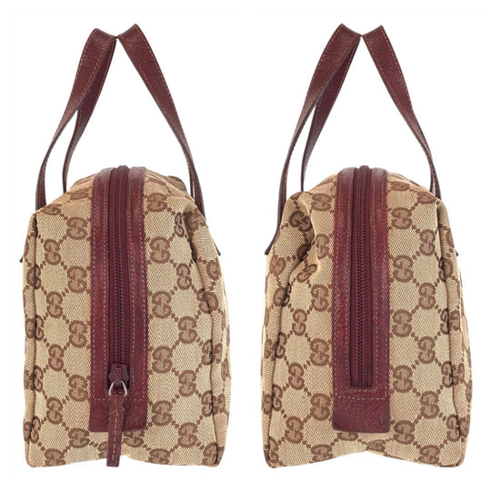 GUCCI Handbag 203437 GG canvas, leather Beige Bordeaux Women Used Authentic